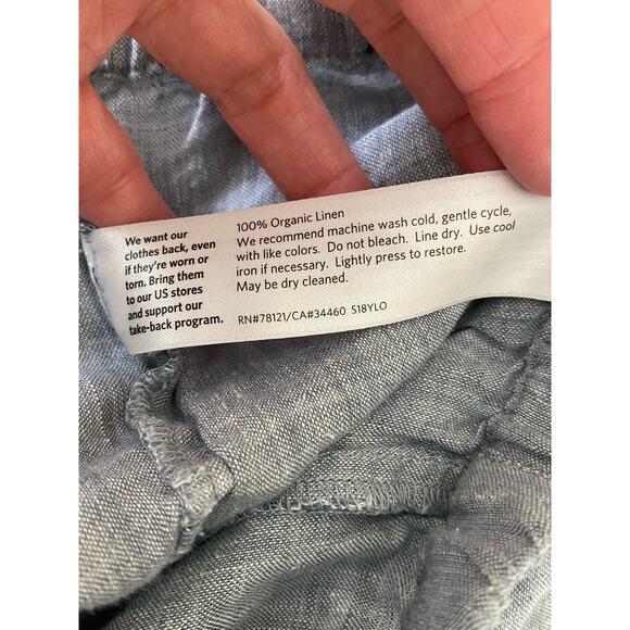 Eileen Fisher Size S Slate Blue 100% Organic Linen Capri Pants - Picture 5 of 6